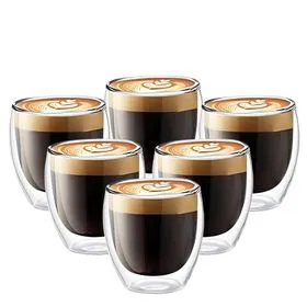 Pack X6 Vaso Doble Vidrio Pocillo Taza 80 Ml Hogar Actual