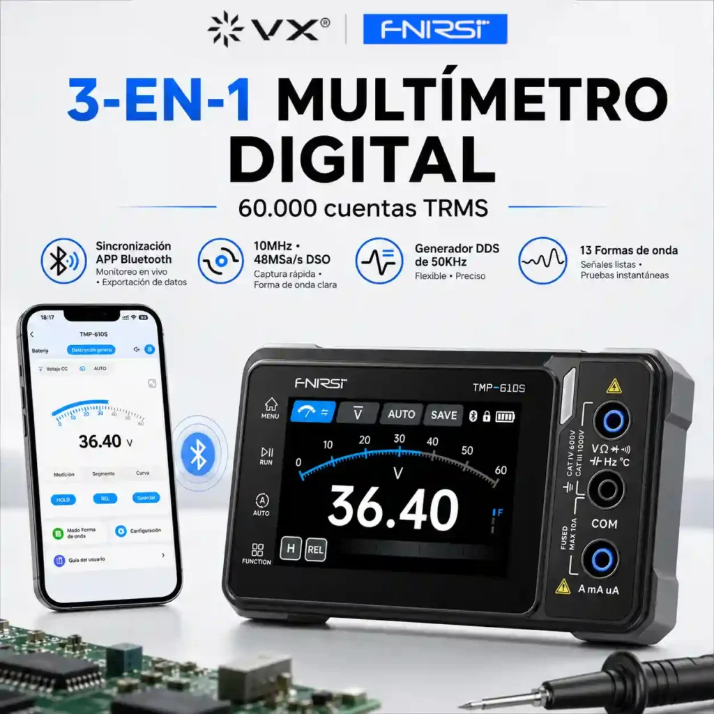 Multímetro Osciloscopio FNIRSI TMP-610S 3 en 1 - imagen 11