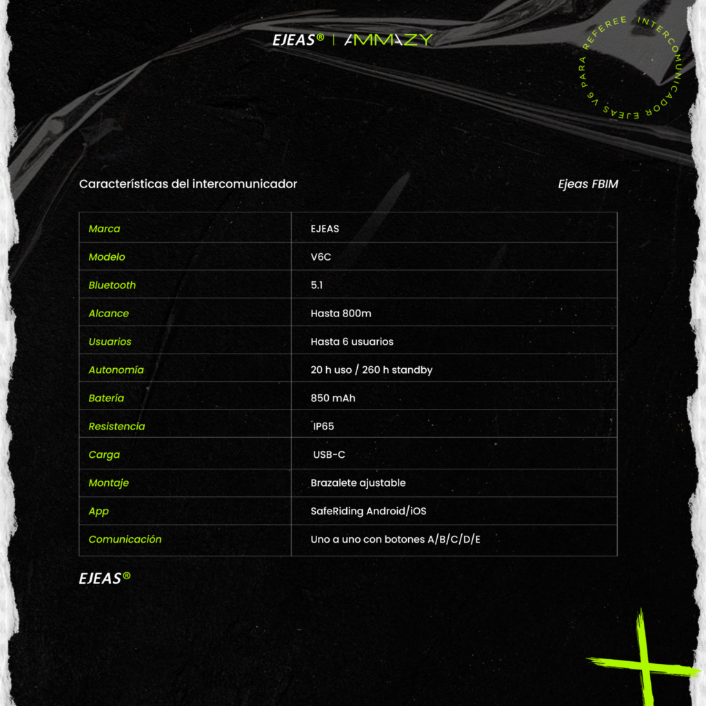 Intercomunicador Arbitros EJEAS V6C Bluetooth In Ear - imagen 6