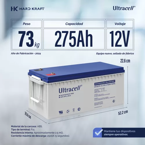 Batería Gel Ultracell UCG275-12 275Ah 12V Ciclo Profundo - imagen 3