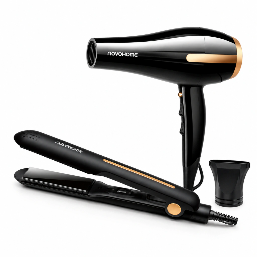 Kit Secador De Pelo 2000W + Planchita Alisadora 45W Novohome