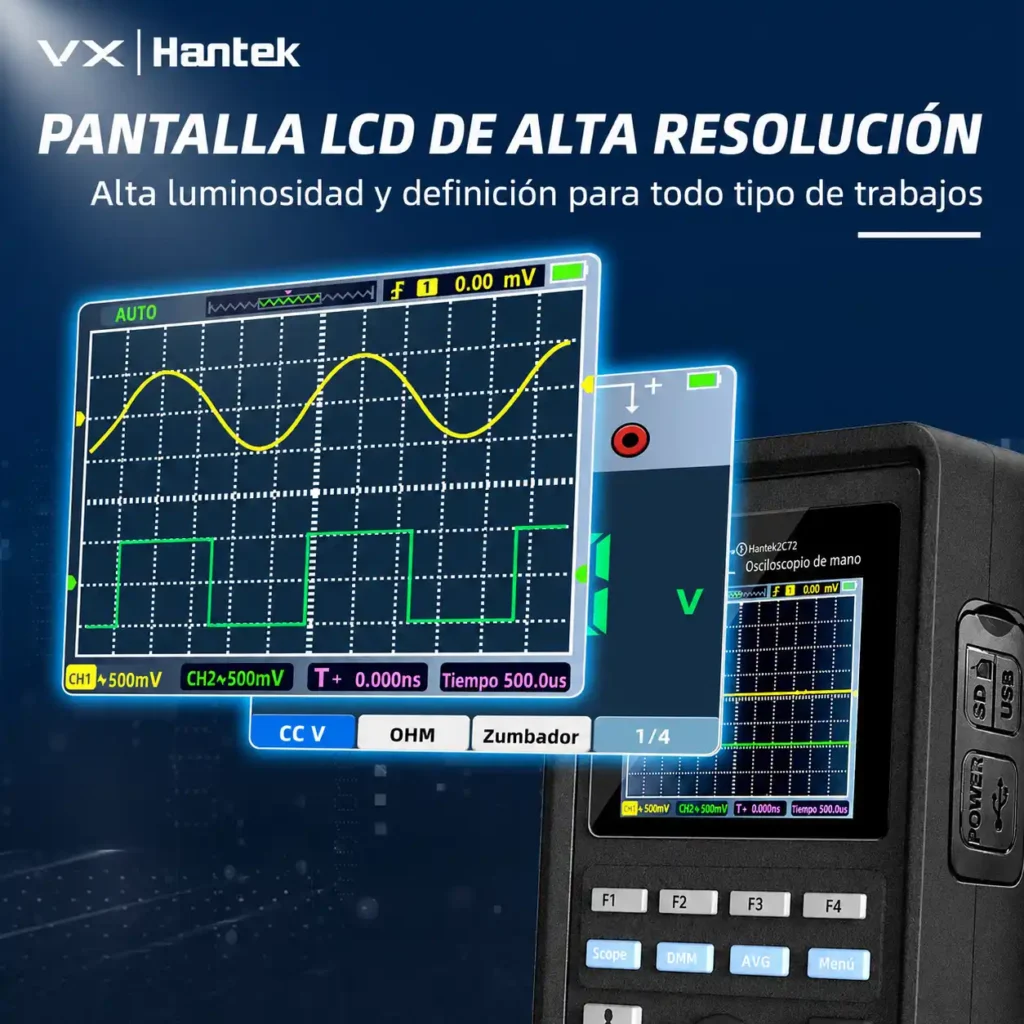 Osciloscopio Portátil Hantek 2C42 40 MHz con Multímetro - imagen 10