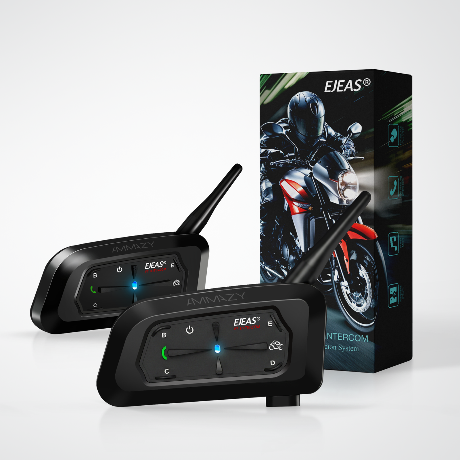 Combo 2 Intercomunicadores Moto Ejeas V7 Bluetooth 5.1