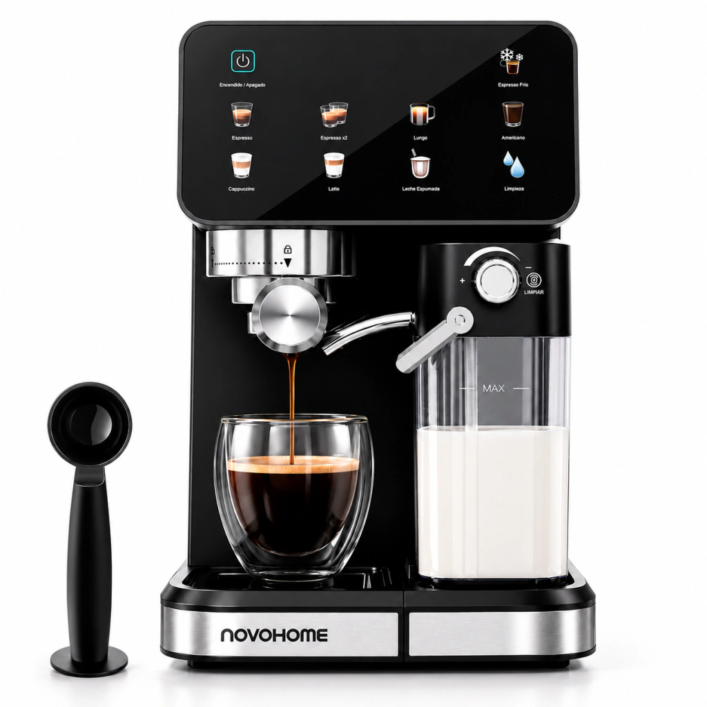 Cafetera Novohome Expreso Digital Espumador De Leche 20 Bar