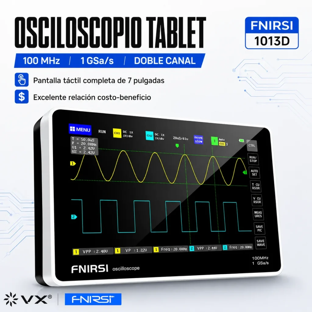 Osciloscopio Tablet FNIRSI 1013D 100 MHz 2 Canales - imagen 10
