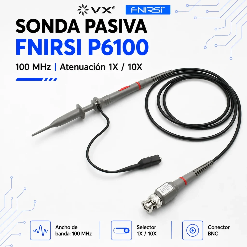 Sonda para Osciloscopio FNIRSI P6100 1X/10X 100 MHz BNC - imagen 8
