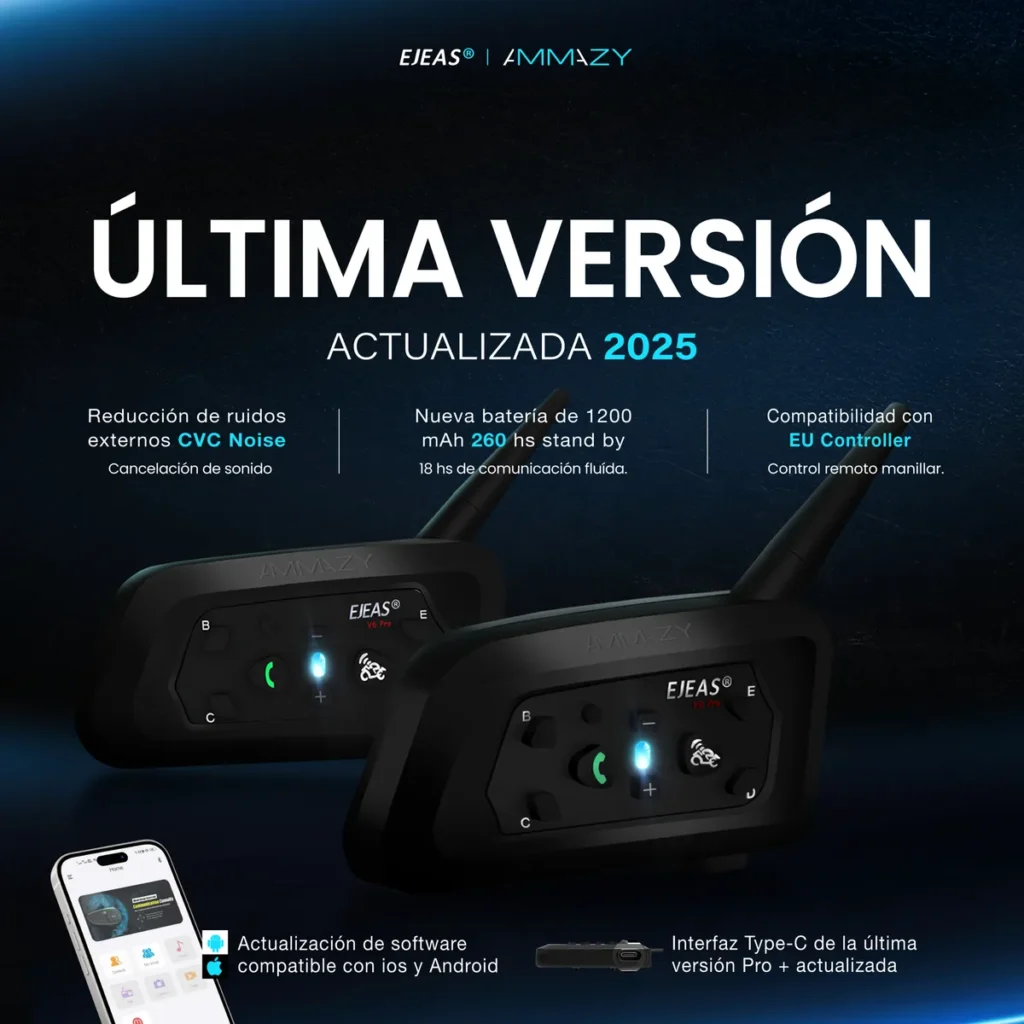 Combo 2 Intercomunicadores Moto Ejeas V6 Pro+ - imagen 5