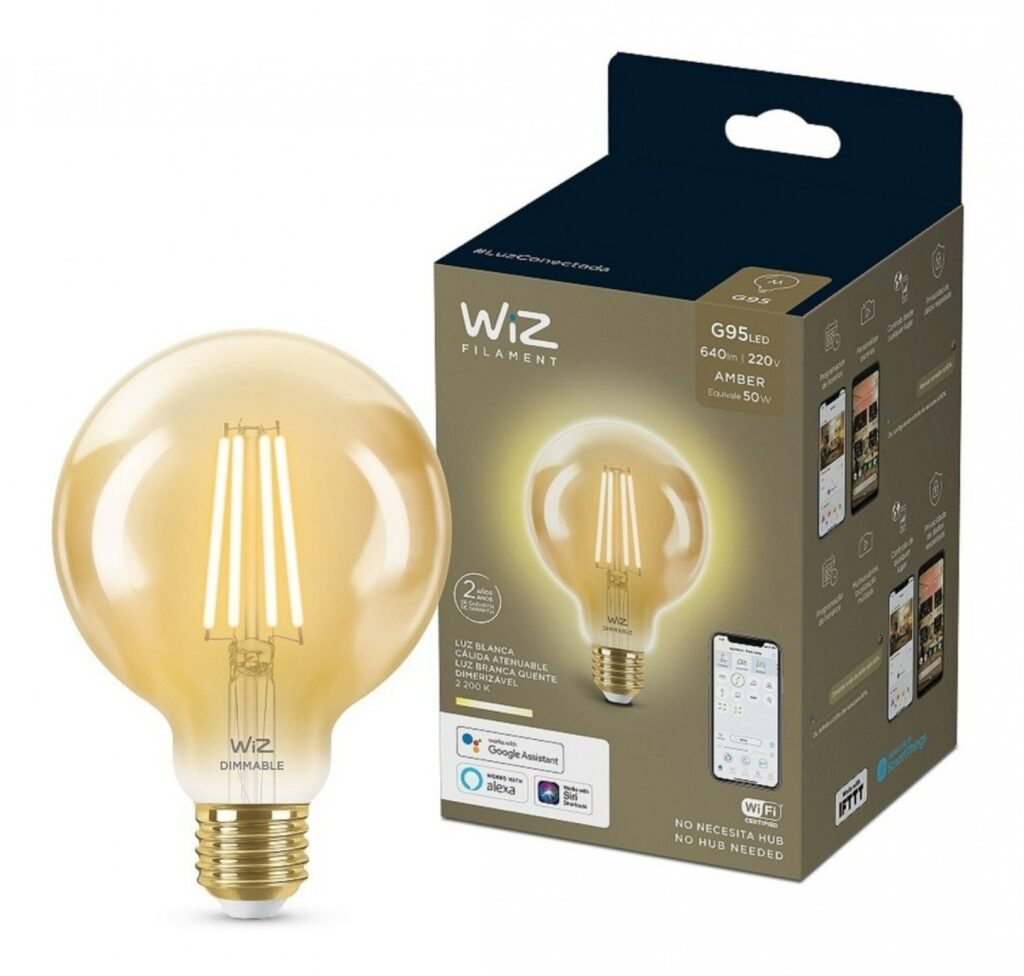 Lámpara WiZ LED Smart G95 TW 7W E27 Amber 6/1PF