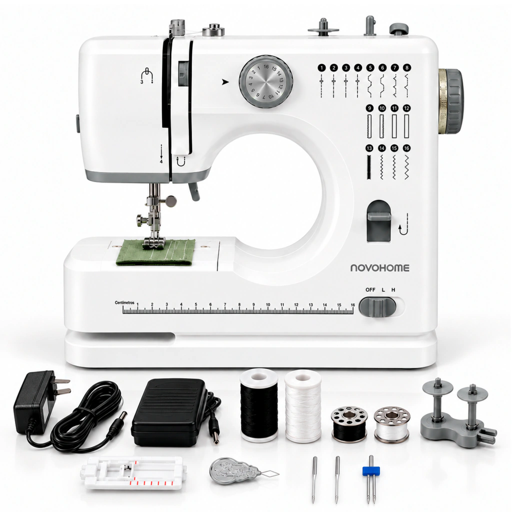 Maquina De Coser Portátil 16 Tipos De Puntadas Novohome