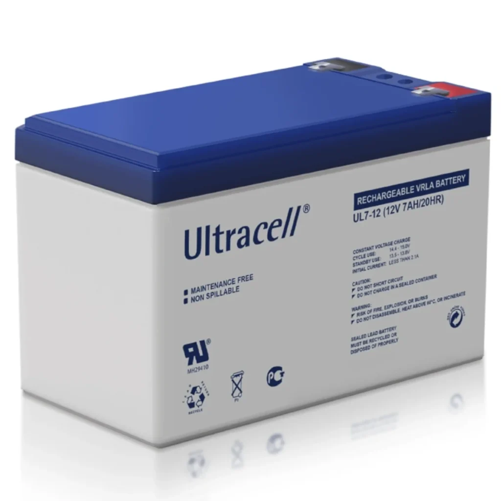 Batería VRLA Ultracell UL7-12 F1 7Ah 12V para UPS y Alarmas