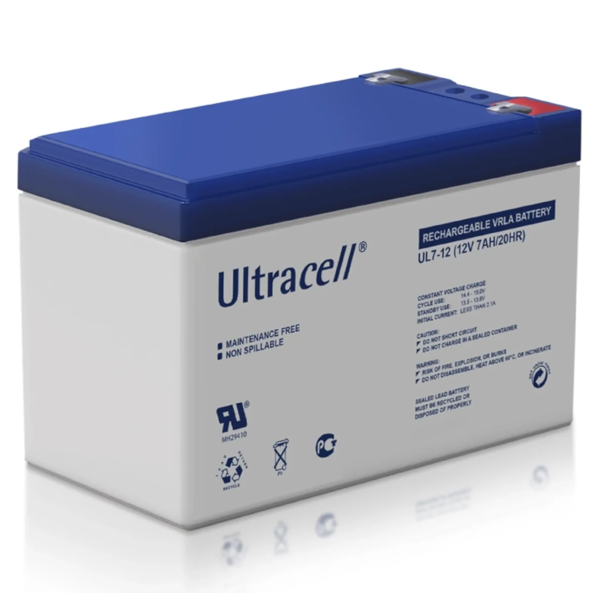 Batería VRLA Ultracell UL7-12 F1 7Ah 12V para UPS y Alarmas