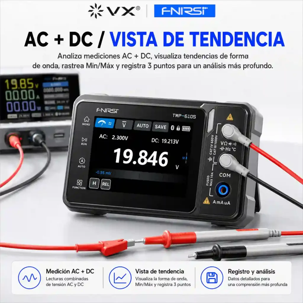 Multímetro Osciloscopio FNIRSI TMP-610S 3 en 1 - imagen 16