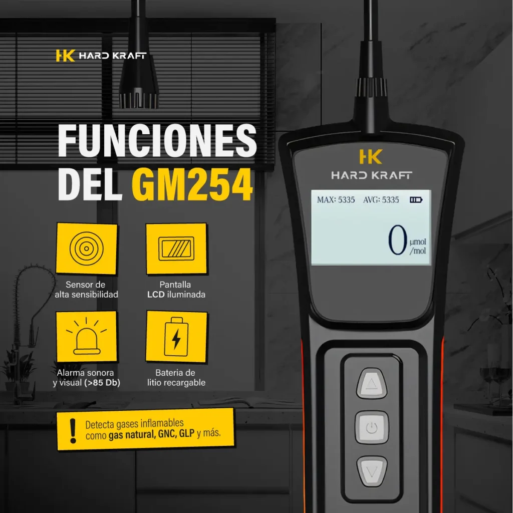 Detector de Metano Hardkraft GM254 NM393 0 a 10000 ppm - imagen 5