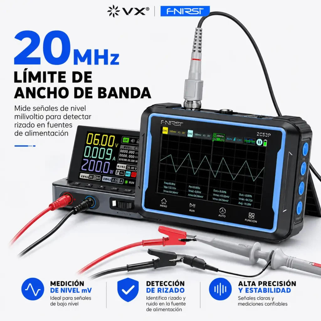 Osciloscopio 3 en 1 FNIRSI 2C53P 50 MHz 2 Canales - imagen 15