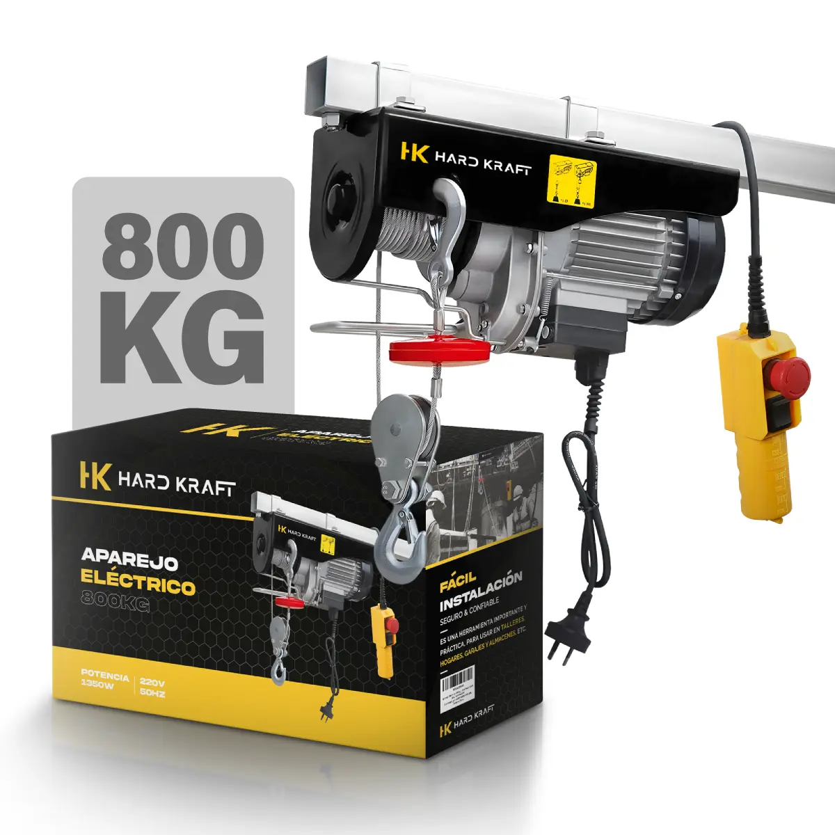 Aparejo Eléctrico Hardkraft HK-PA800D 800 kg 12 m