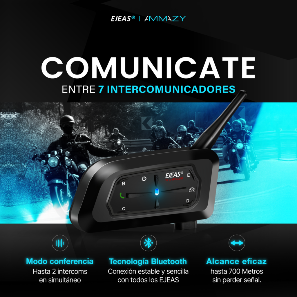 Combo 2 Intercomunicadores Moto Ejeas V7 Bluetooth 5.1 - imagen 4