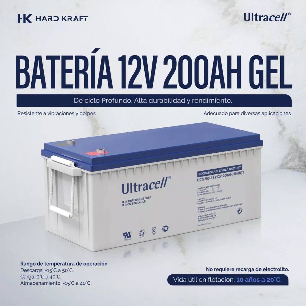 Batería Gel Ultracell UCG200-12 200Ah 12V Ciclo Profundo - imagen 2
