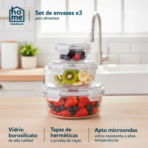 Set de 3 contenedores Fravega Home de vidrio circulares - imagen 3