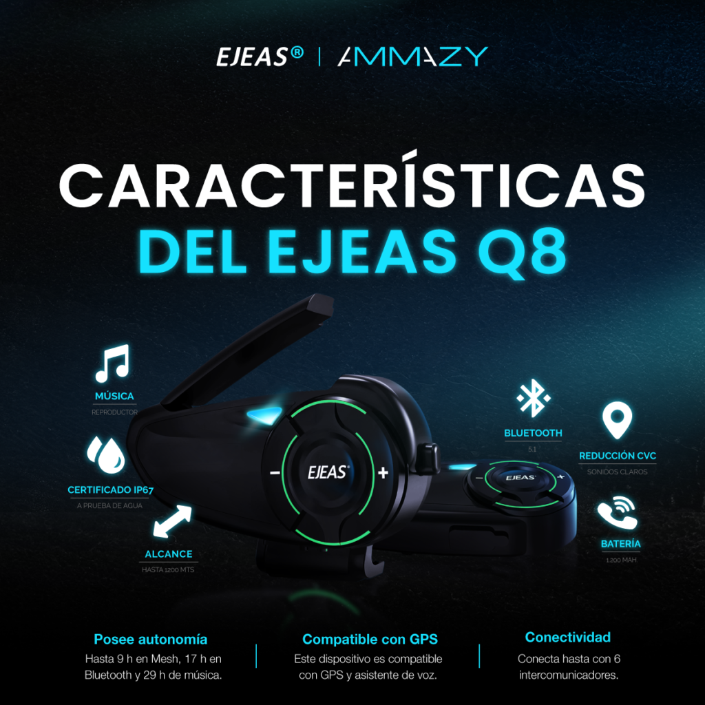 Combo Intercomunicador Ejeas Q8 y Control - imagen 3