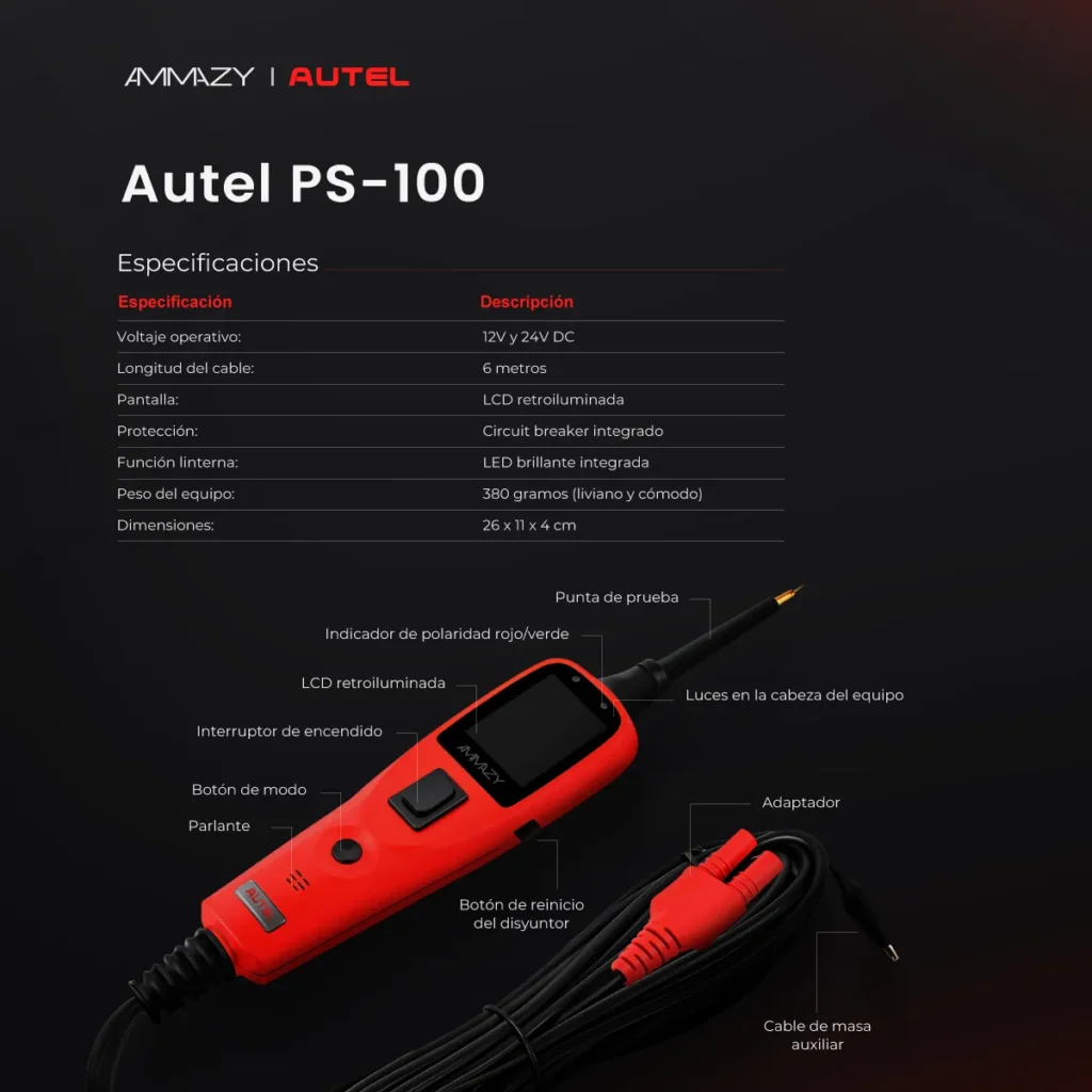Punta lógica automotriz Autel PowerScan PS100 - imagen 6