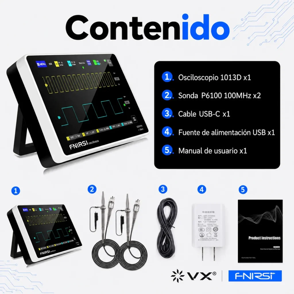 Osciloscopio Tablet FNIRSI 1013D 100 MHz 2 Canales - imagen 11