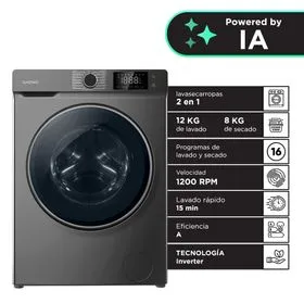 Lavasecarropas Gadnic 12Kg Lavado 8Kg Secado 1200RPM Inverter Automatico...
