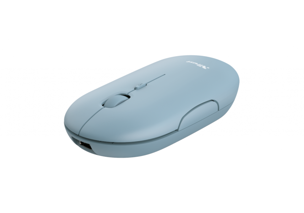 Mouse Trust Puck recargable azul