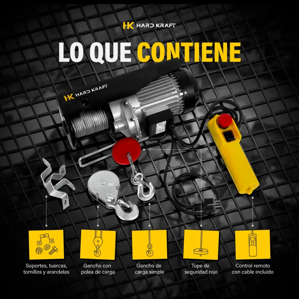 Aparejo Eléctrico Hardkraft HK-PA800D 800 kg 12 m - imagen 3