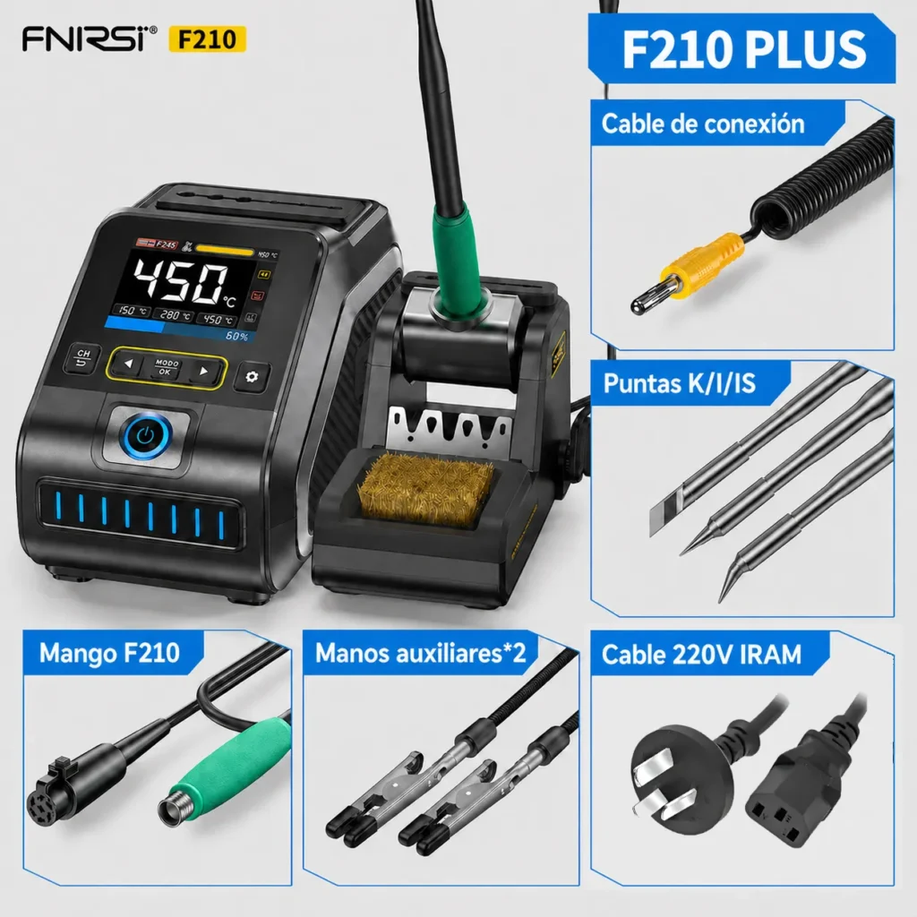 Estación de Soldadura FNIRSI DWS-200 F210 Plus 3 Puntas - imagen 6