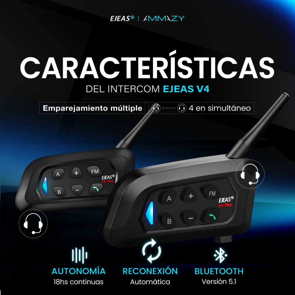 Intercomunicador Moto Ejeas V4 Plus Bluetooth - imagen 4