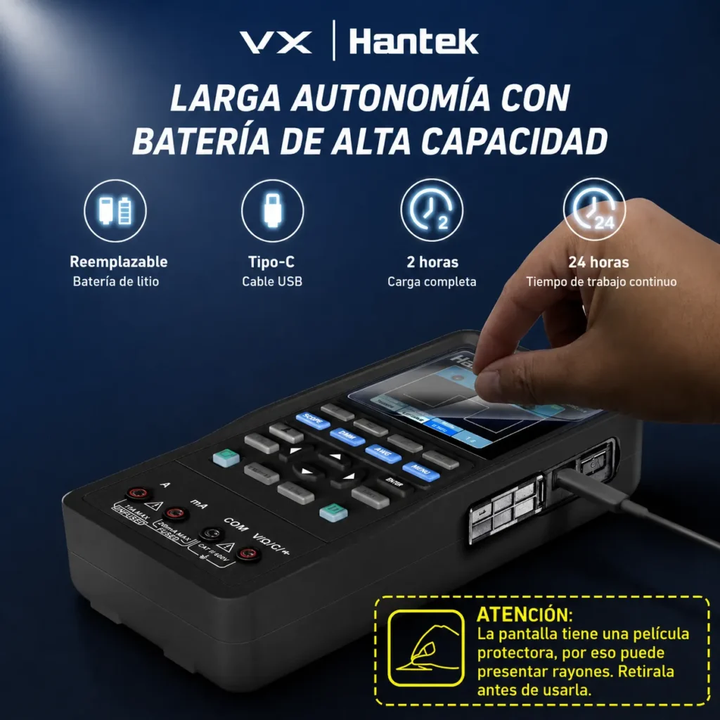 Osciloscopio Portátil Hantek 2C42 40 MHz con Multímetro - imagen 12