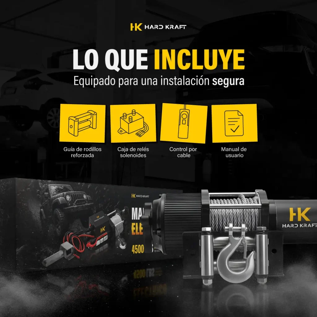 Malacate Eléctrico Hardkraft HK-DW4500 12V 4500 lb - imagen 5