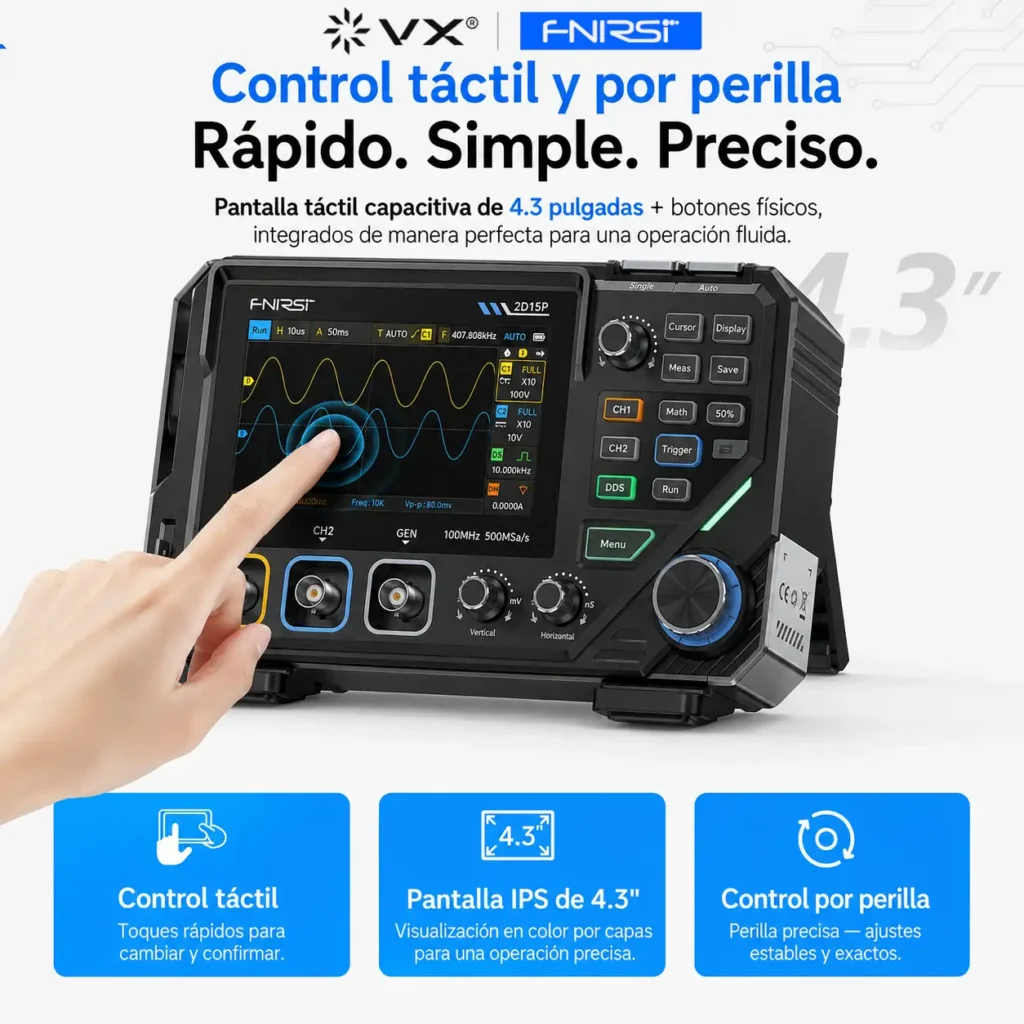 Osciloscopio 3 en 1 FNIRSI 2D15P 100 MHz 2 Canales - imagen 14