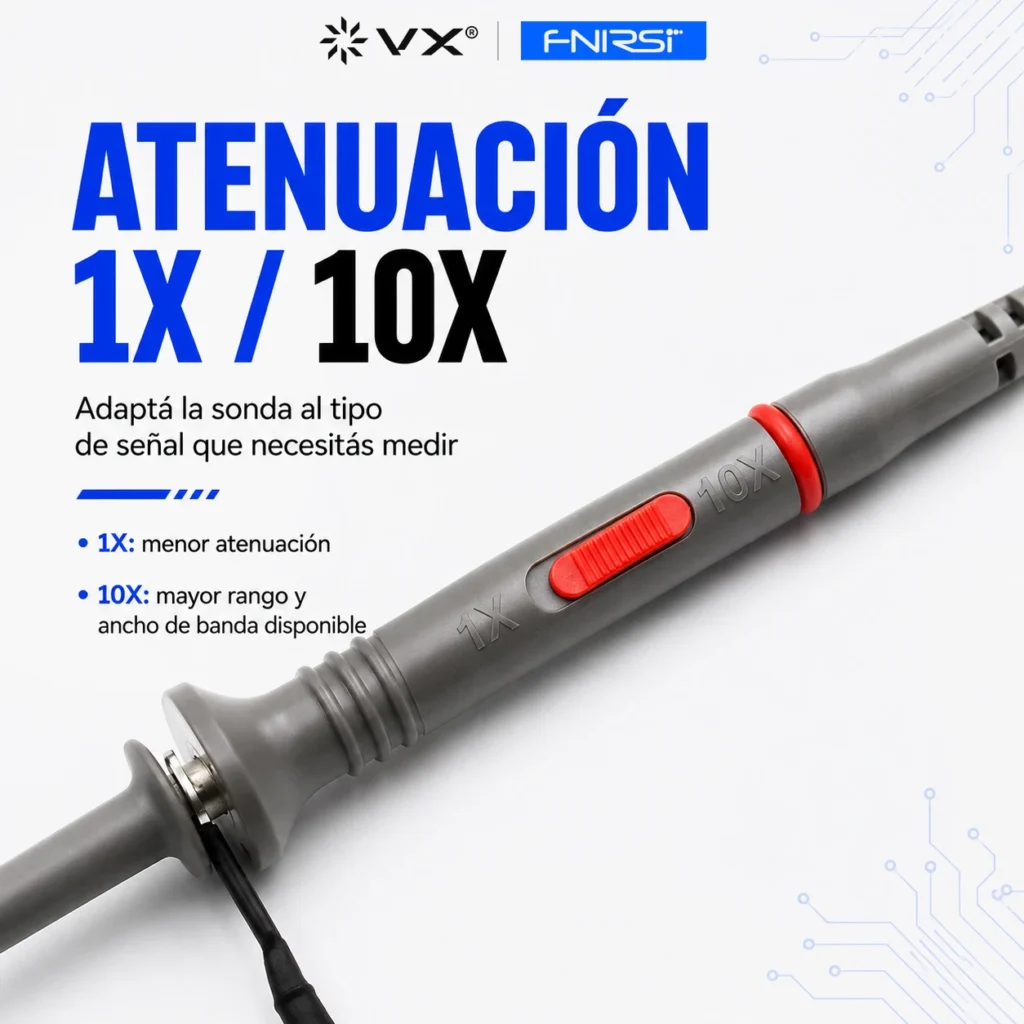 Sonda para Osciloscopio FNIRSI P6100 1X/10X 100 MHz BNC - imagen 10