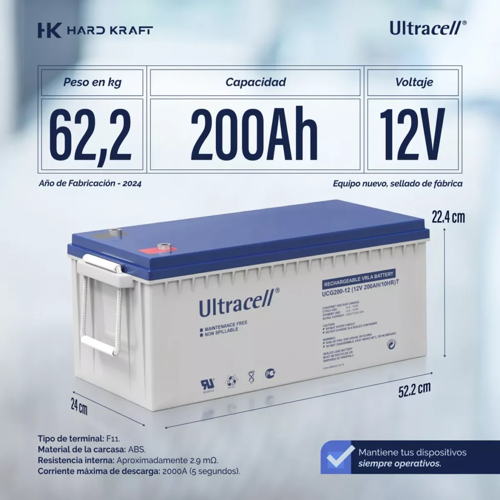 Batería Gel Ultracell UCG200-12 200Ah 12V Ciclo Profundo - imagen 4