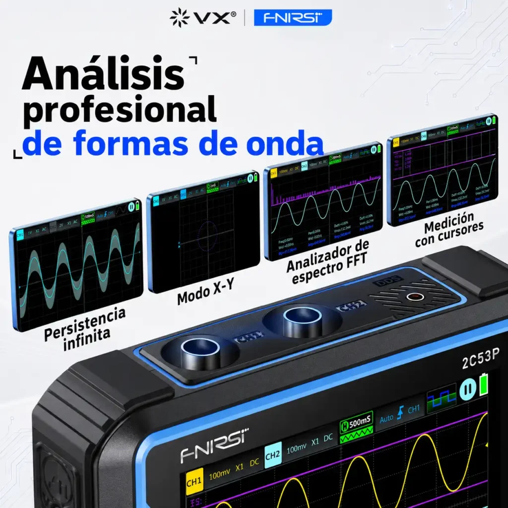 Osciloscopio 3 en 1 FNIRSI 2C53P 50 MHz 2 Canales - imagen 16