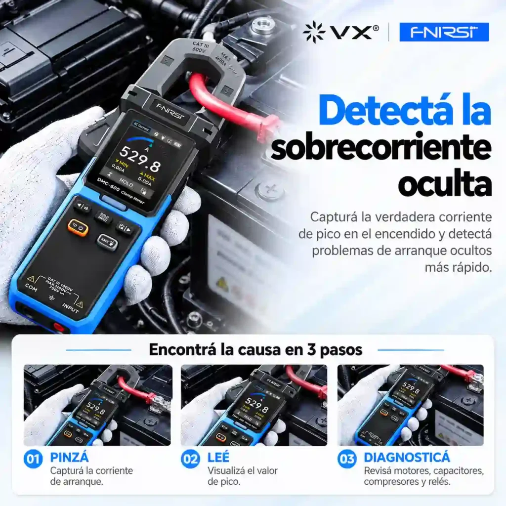 Pinza Amperimétrica FNIRSI DMC-600 AC/DC 600 A Bluetooth - imagen 4