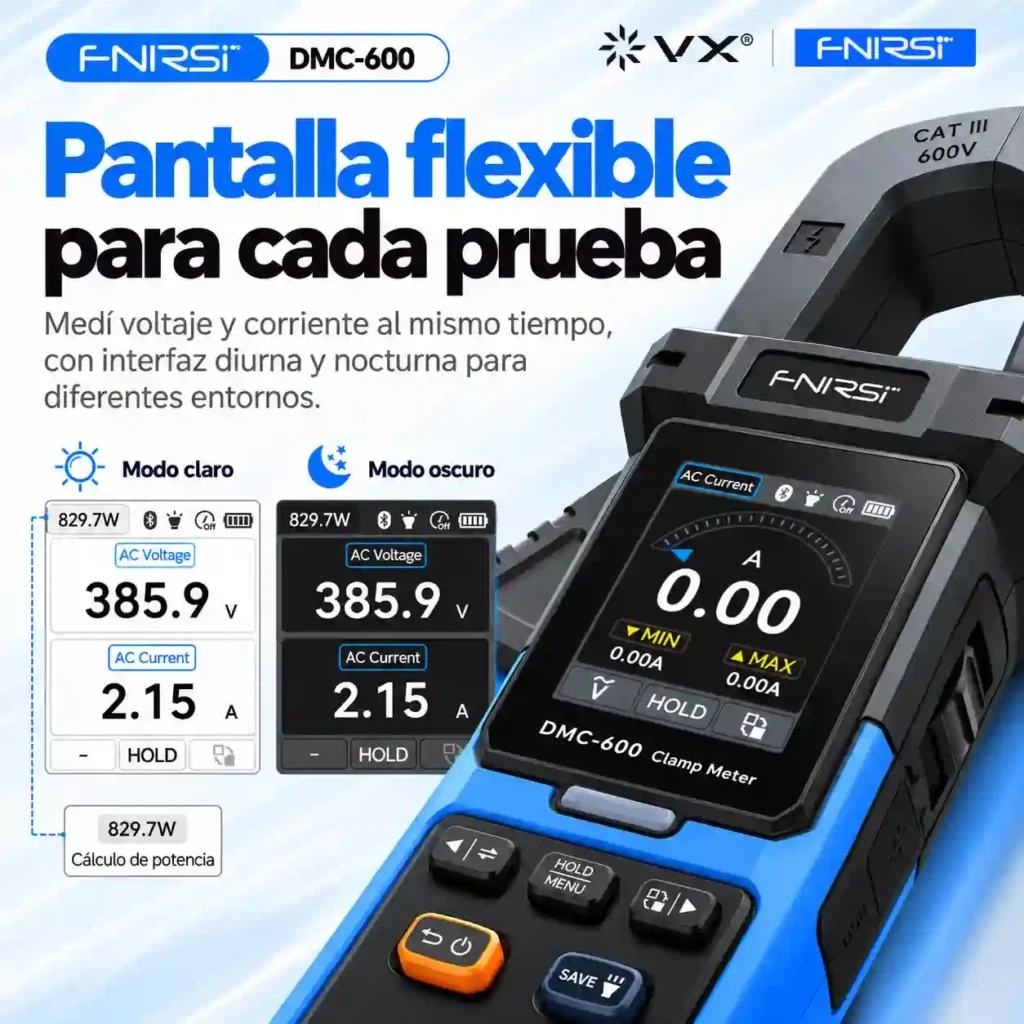 Pinza Amperimétrica FNIRSI DMC-600 AC/DC 600 A Bluetooth - imagen 6