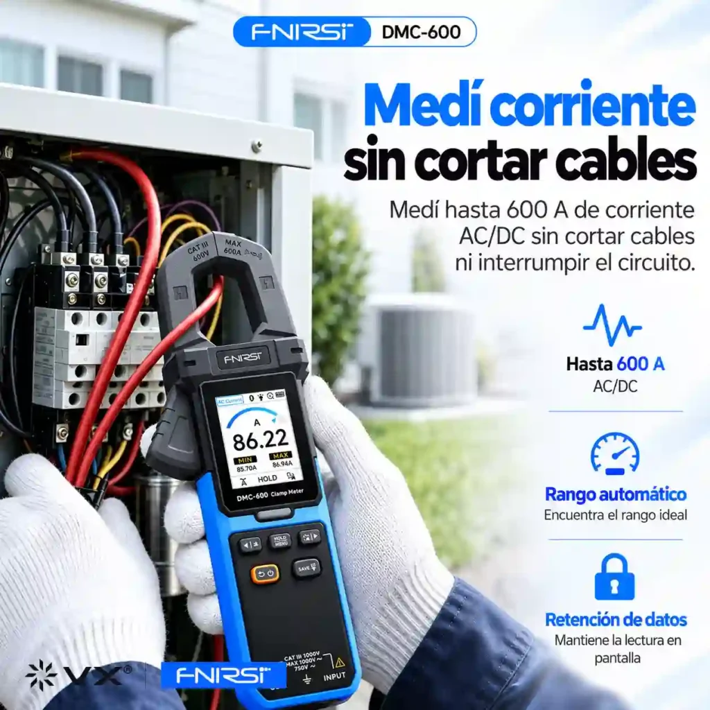 Pinza Amperimétrica FNIRSI DMC-600 AC/DC 600 A Bluetooth - imagen 7