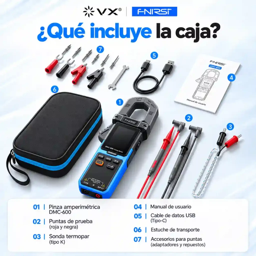 Pinza Amperimétrica FNIRSI DMC-600 AC/DC 600 A Bluetooth - imagen 3