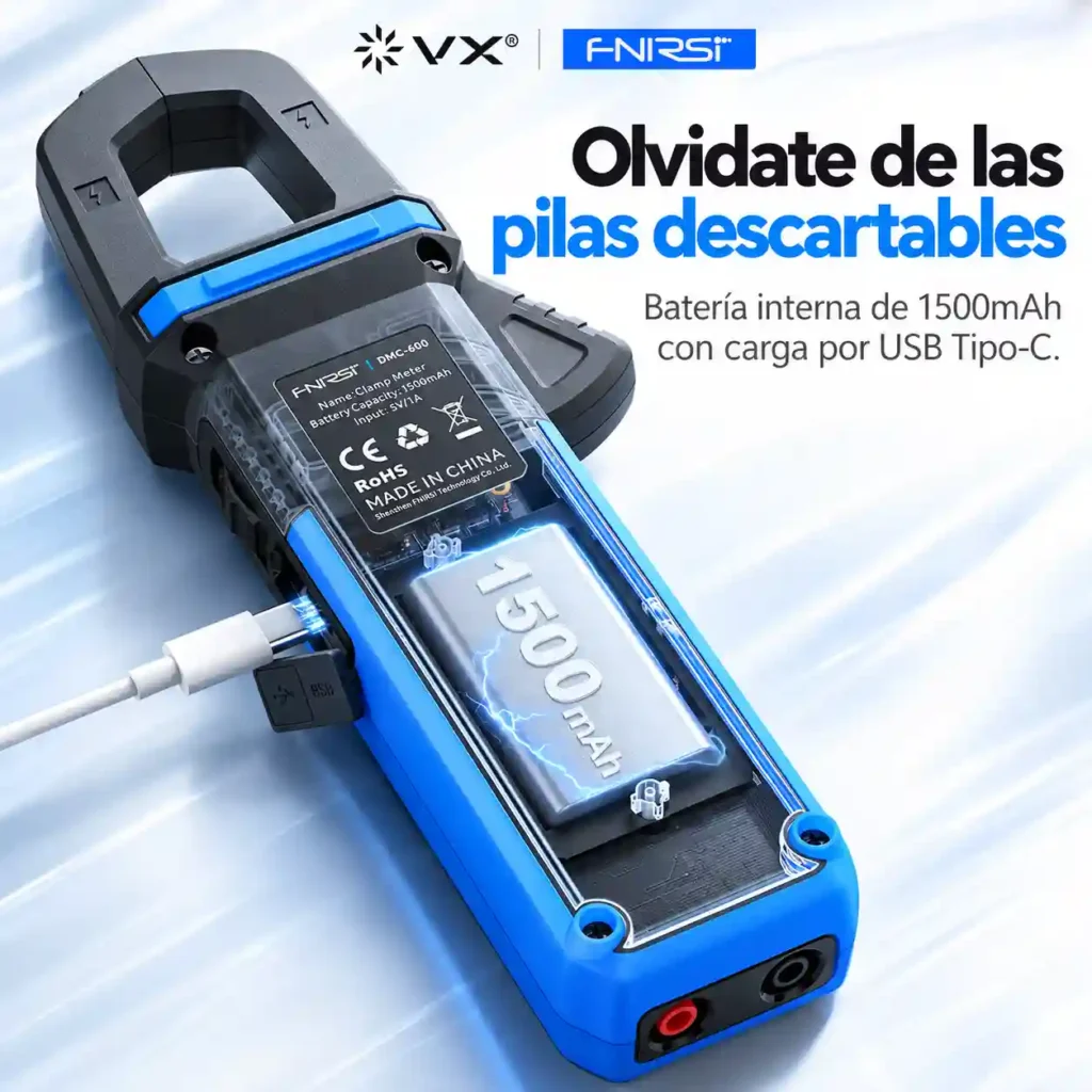 Pinza Amperimétrica FNIRSI DMC-600 AC/DC 600 A Bluetooth - imagen 11