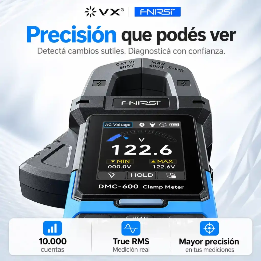 Pinza Amperimétrica FNIRSI DMC-600 AC/DC 600 A Bluetooth - imagen 5